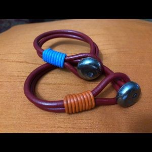 2 Red Leather Bracelets
